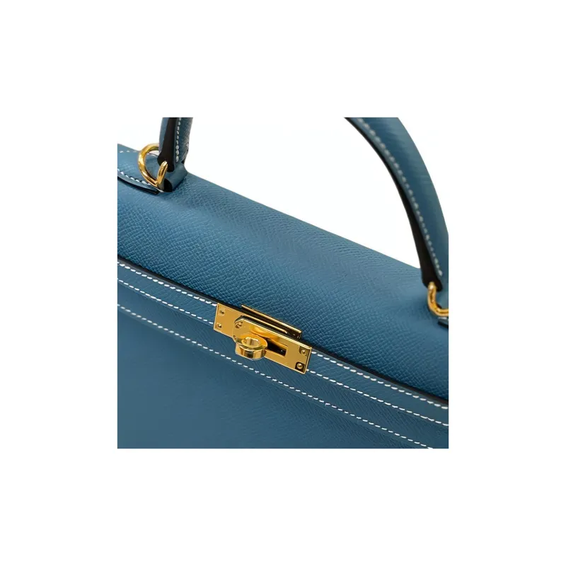 HERMES Kelly Epsom Calfskin Kelly Bag Shoulder Bag Crossbody Bag Handbag Women's D2 NEW BLEU JEAN Denim Blue-8