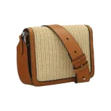 DSQUARED 2 Raffia With Leather Shoulder Bag Crossbody Bag Women's Beige/Brown