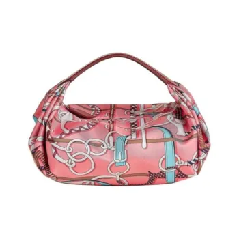 HERMES Balusoie Silk Handbag Women's Pink Multicolor