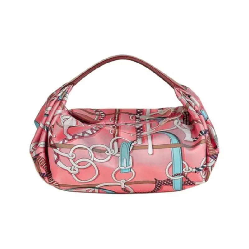HERMES Balusoie Silk Handbag Women's Pink Multicolor-0