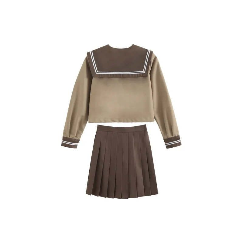 SHENBEI JK Skirt Set Women's Coffee-1