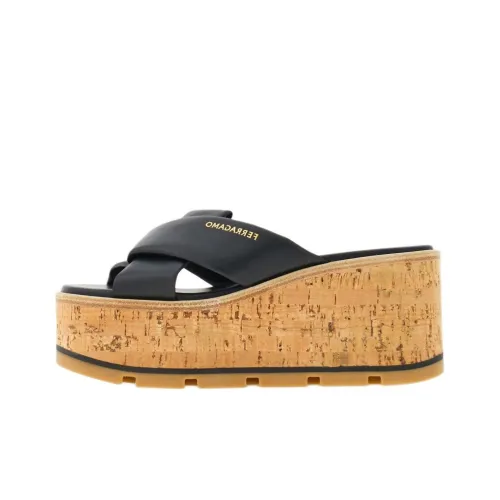 FERRAGAMO Slip-Resistant Slide Slippers Women's Black