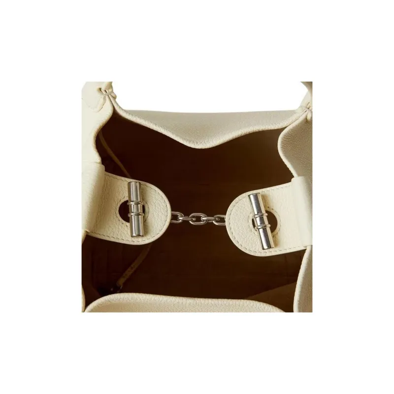 Loro Piana Cow Leather Handbag, Shoulder Bag, Crossbody Bag Trumpets Women's Whisper White-4