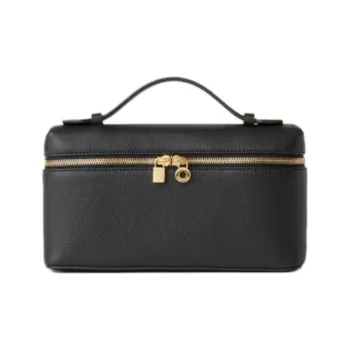 Loro Piana ExtraPocket Leather Makeup Bag Small Square Bag One Shoulder Handbag Women's Black