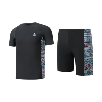 PEAK Swimming Sets Polyester Elastane Cycling Beach Hot Spring Men's Black Silver