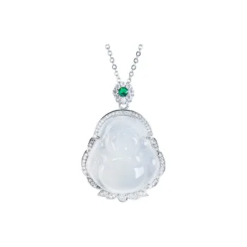 Honglangji Chalcedony White Ice Buddha Jade Pendant Women's