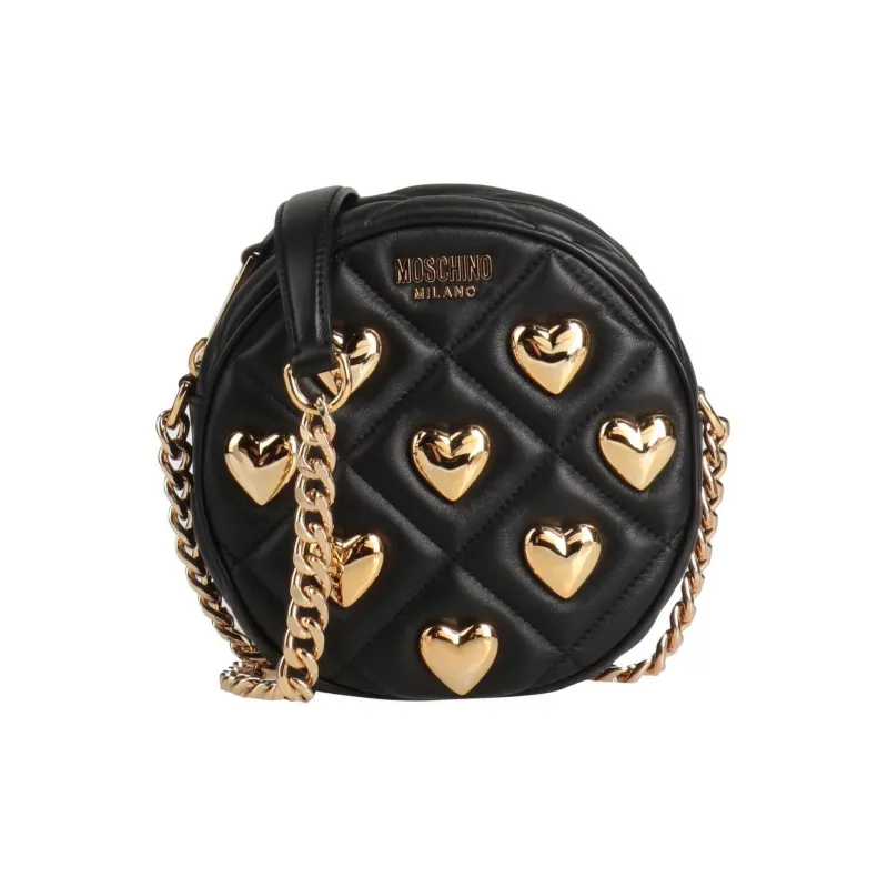 MOSCHINO Leather Shoulder Bag, Crossbody Bag Small Size Women's Black-0