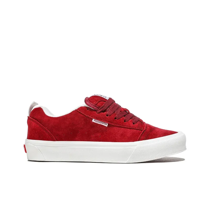 HOMDOON Coverage Wear Resistant Support Low Top Skateboard Shoes Unisex Deep Red-1