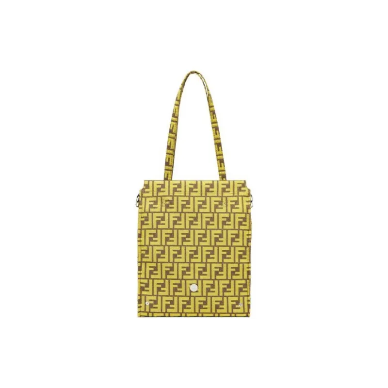 FENDI FRGMT Junya Ito Collaboration Baguette Jacquard Fabric Shoulder Bag Women's Yellow-2