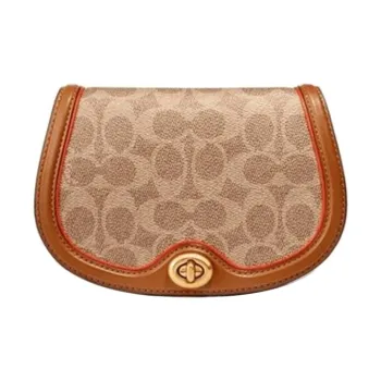 COACH Saddle Cow Leather Saddle Bags Crossbody Bags Fanny Pack Small Size Women's Brown
