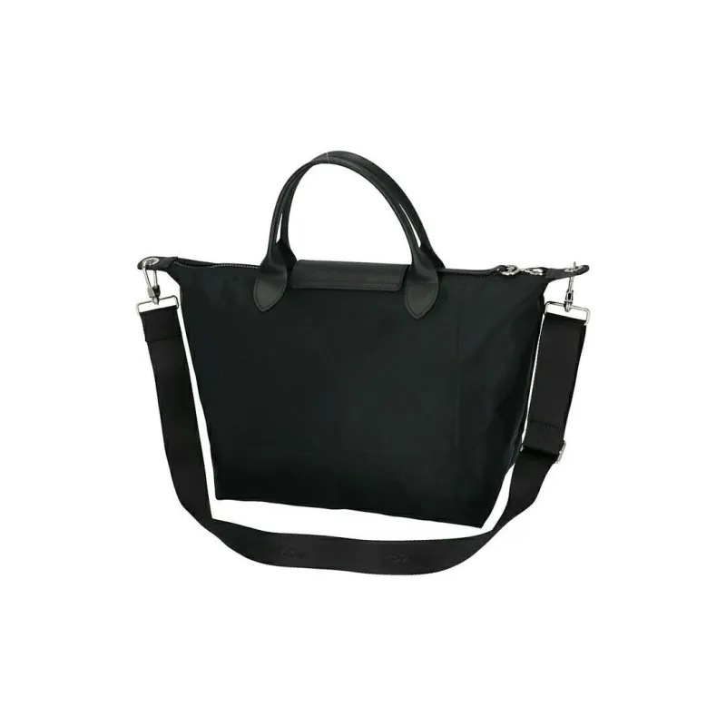 LONGCHAMP Le Pliage Néo Polyamide Canvas With Leather Shoulder Bag Dumpling Bag Handbag Medium Size Men's Black-3