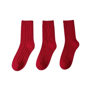 JUNEROSE Mid Calf Socks Women's 3 Pack Red