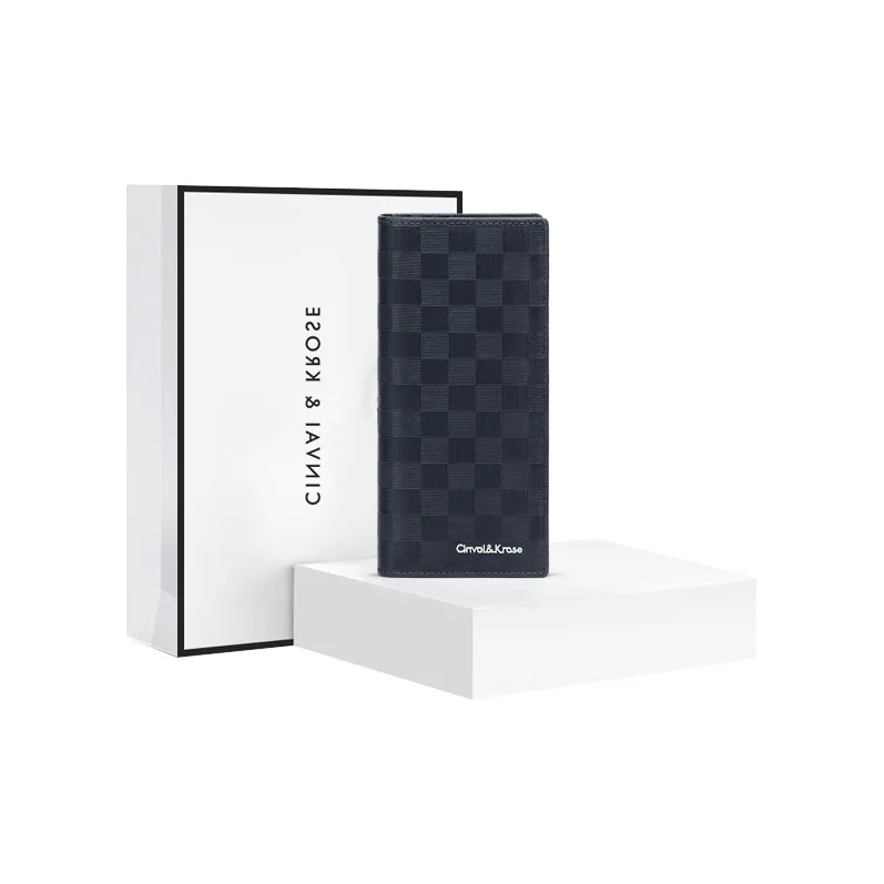 Simvay Clos Cow Leather With Synthetic Leather Long Coin Purse Clutch ID Holder Money Clip Regular Men's Black-13