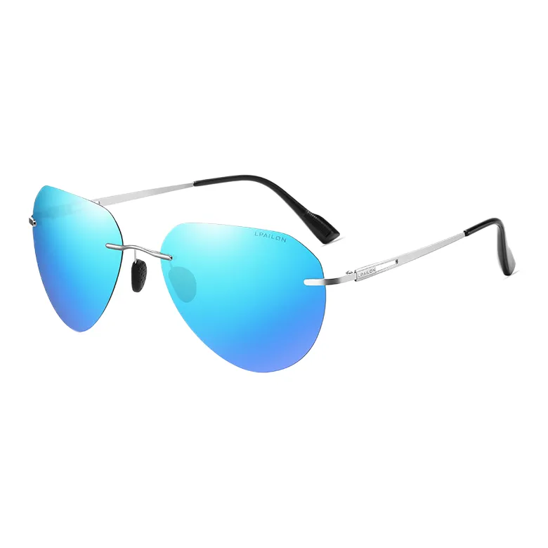 Thunder Pailong Pure Titanium Aviator Sunglasses Men's Black/Silver-3