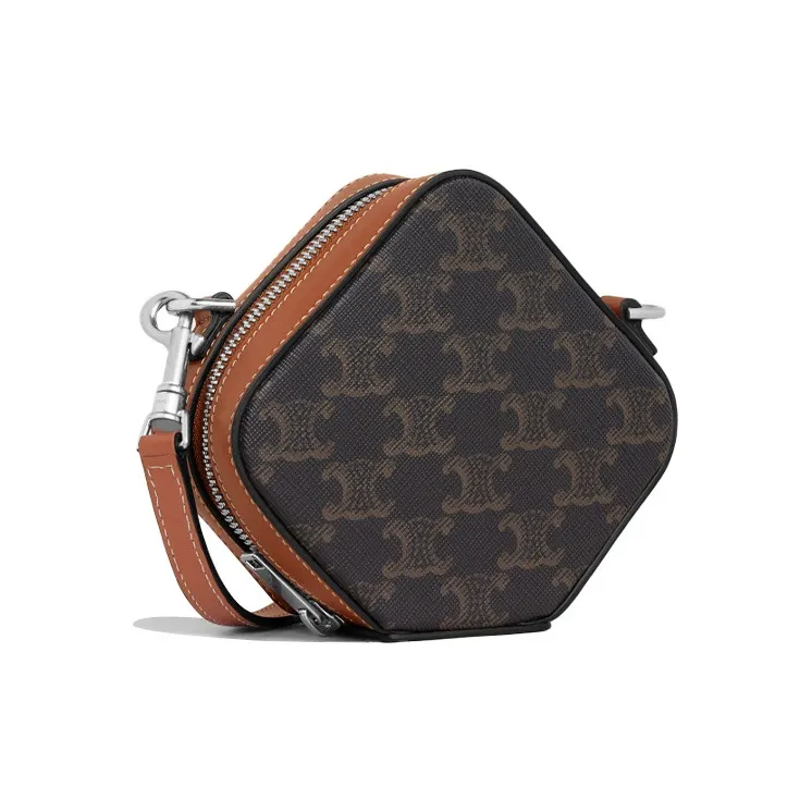 CELINE Cow Leather 3D Effect Square Bag Crossbody Bag Shoulder Bag Men's Tawny-2