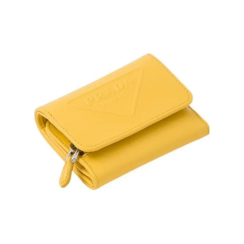 PRADA Leather Wallet Small Size Women's Yellow-2