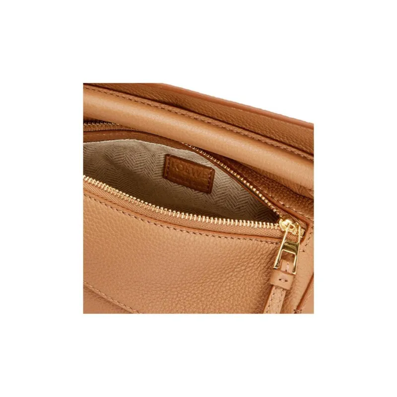 LOEWE Puzzle Soft Grained Calfskin Puzzle Bag Shoulder Bag Crossbody Bag Handbag Mini Women's Toffee Color-6