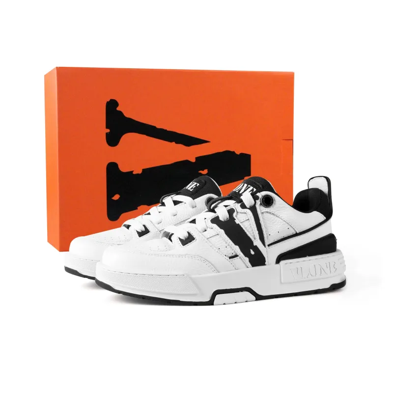 VLONE Slip Resistant And Breathable Low Top Skateboard Shoes, Box Unisex White Black-0
