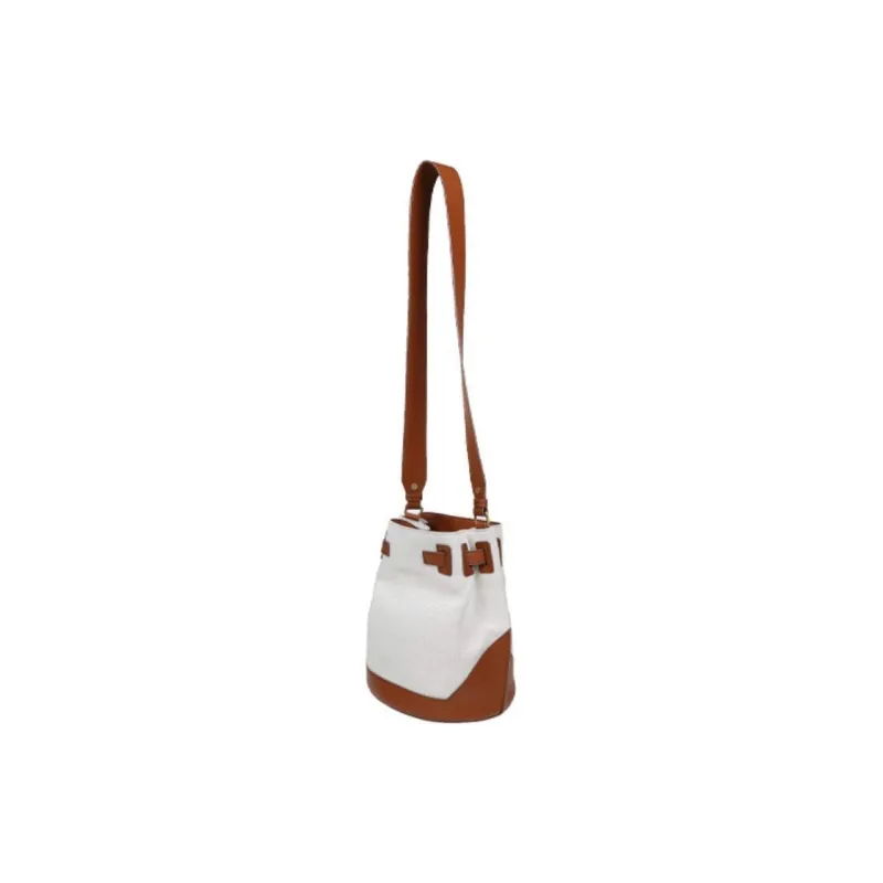 BALMAIN B-ARMY Canvas With Leather Bucket Bag Backpack Women's Brown-2