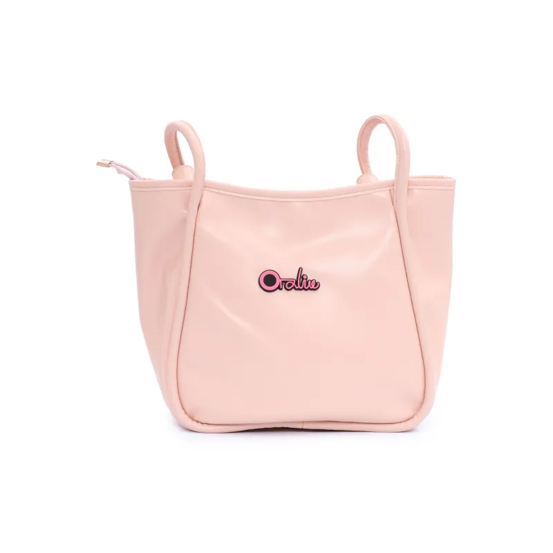OTA PU Shoulder Bag Tote Bag Shopping Bag Handbag Large Size Women's White Pink-4