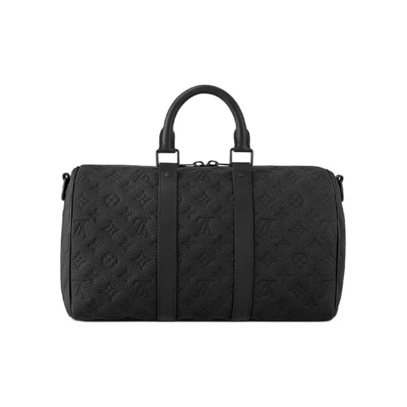 LOUIS VUITTON KeepallBandoulière Embossed Leather Shoulder Bag Crossbody Bag Handbag Men's Black-2