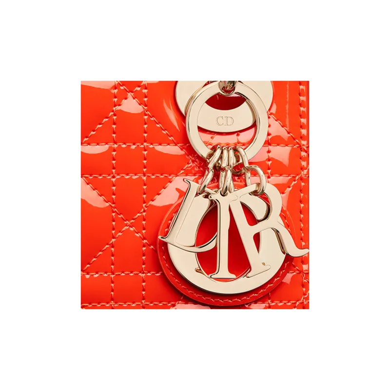DIOR Lady Dior Cow Leather Shoulder Bag Crossbody Bag Handbag Mini Women's Bright Orange-4