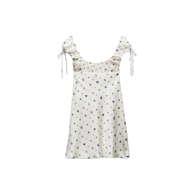 ZARA Short Sleeved Dress Women's White-1