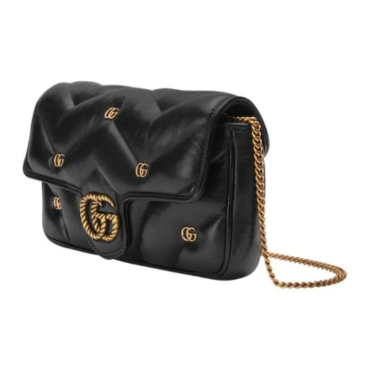 GUCCI GG Marmont Leather Shoulder Bag, Crossbody Bag Mini Women's Black-2