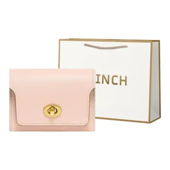 BRINCH PU Card Holder Wallet Regular Women's Pink/Red/Blue/Ecru