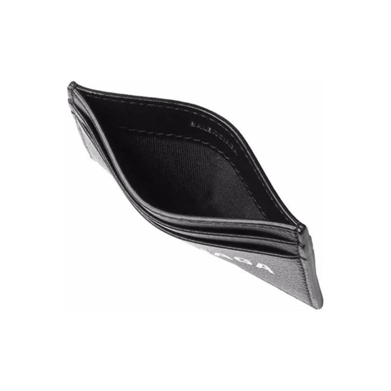 Balenciaga Cow Leather Card Holder Unisex Black-2