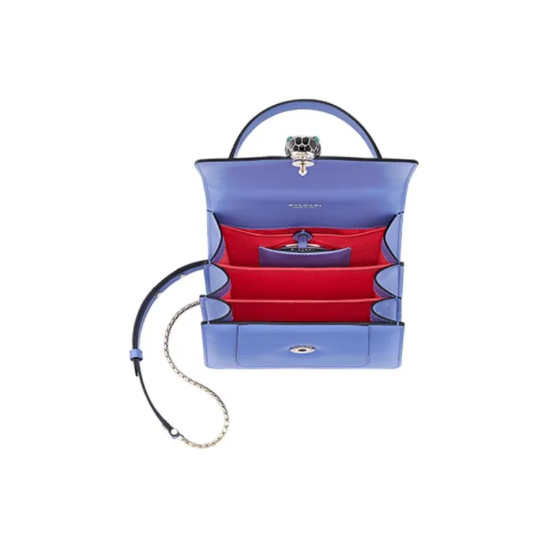 BVLGARI Serpenti Forever Calfskin One Shoulder Chain Crossbody Handbag Women's Purple-3