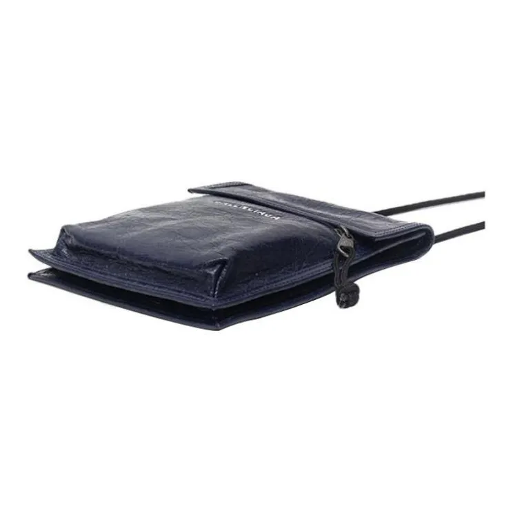 Balenciaga Explorer Lambskin Cell Phone Pouch Shoulder Bag Crossbody Bag Small Size Men's Navy Blue-3