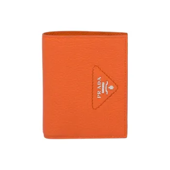 PRADA Leather Wallet Women's Orange