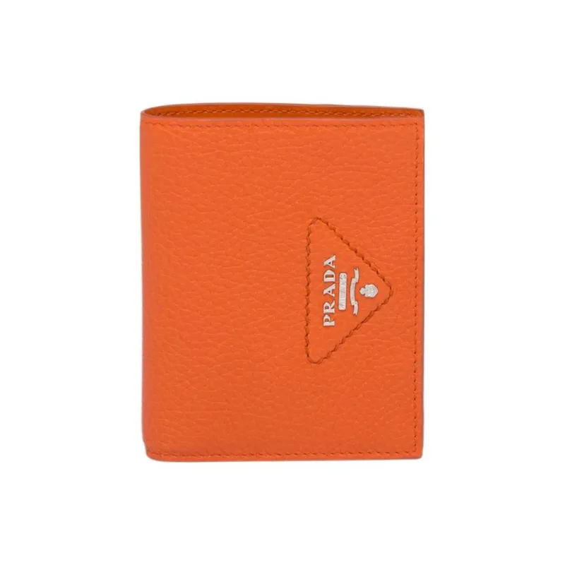 PRADA Leather Wallet Women's Orange-0