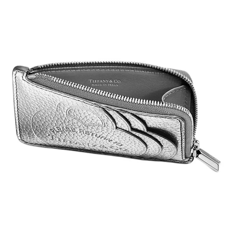 TIFFANY & CO. Return To Tiffany Collection Taurillon Leather Card Holder Women's Silver-3