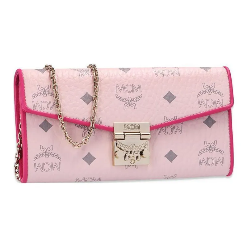 MCM Patricia Visetos Leather Crossbody Wallet Women's Pink-1