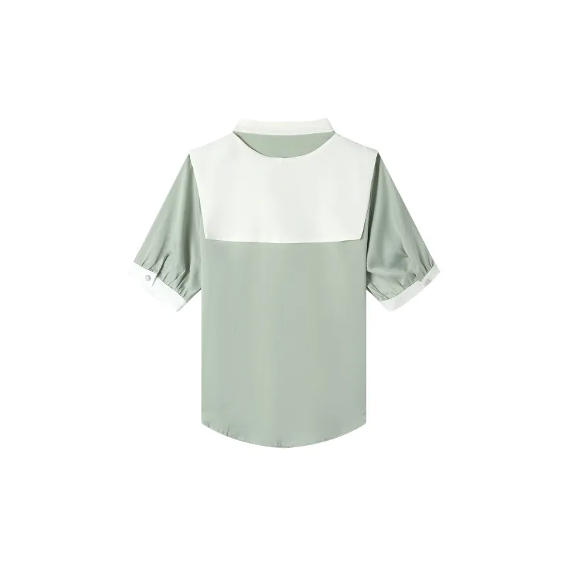 H YXIANG Chiffon Shirt Women's Light Green-1