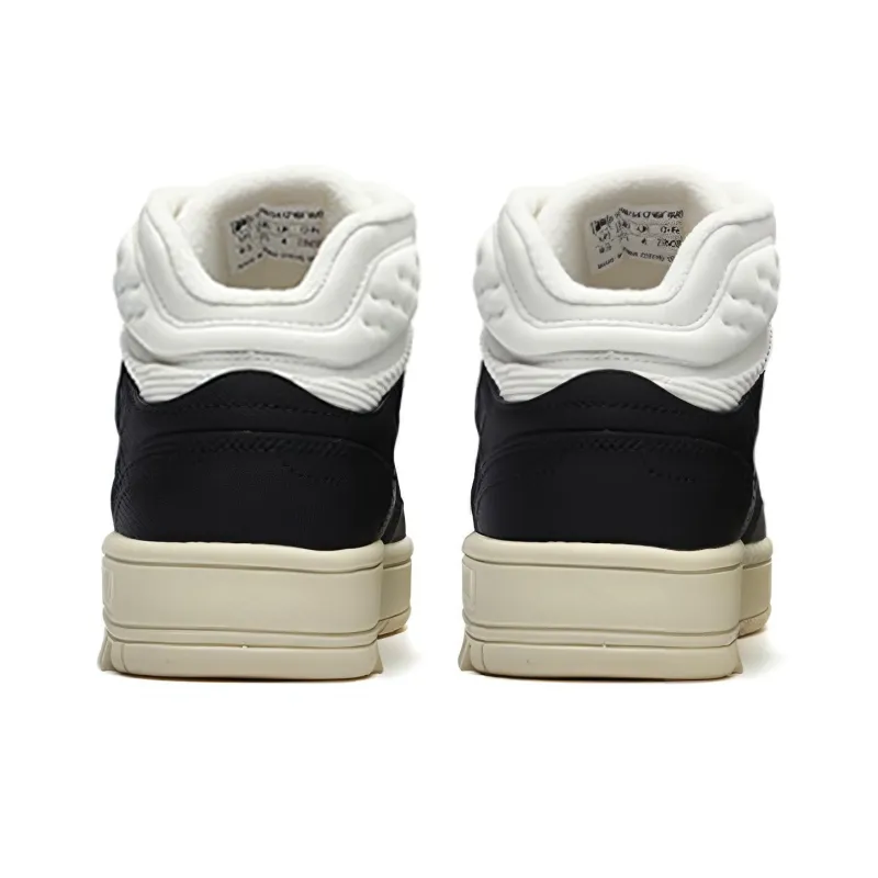 FILA Glory Mid Cushioning Anti Slip And Wear Resistant High Top Vintage Basketball Shoes Women's Black White-3