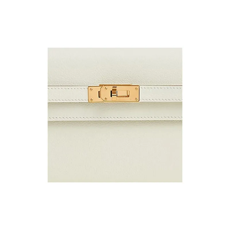 HERMES Kelly To Go Evercolor Leather Wallets Handheld Shoulder Bag Crossbody Bag Women's White-5