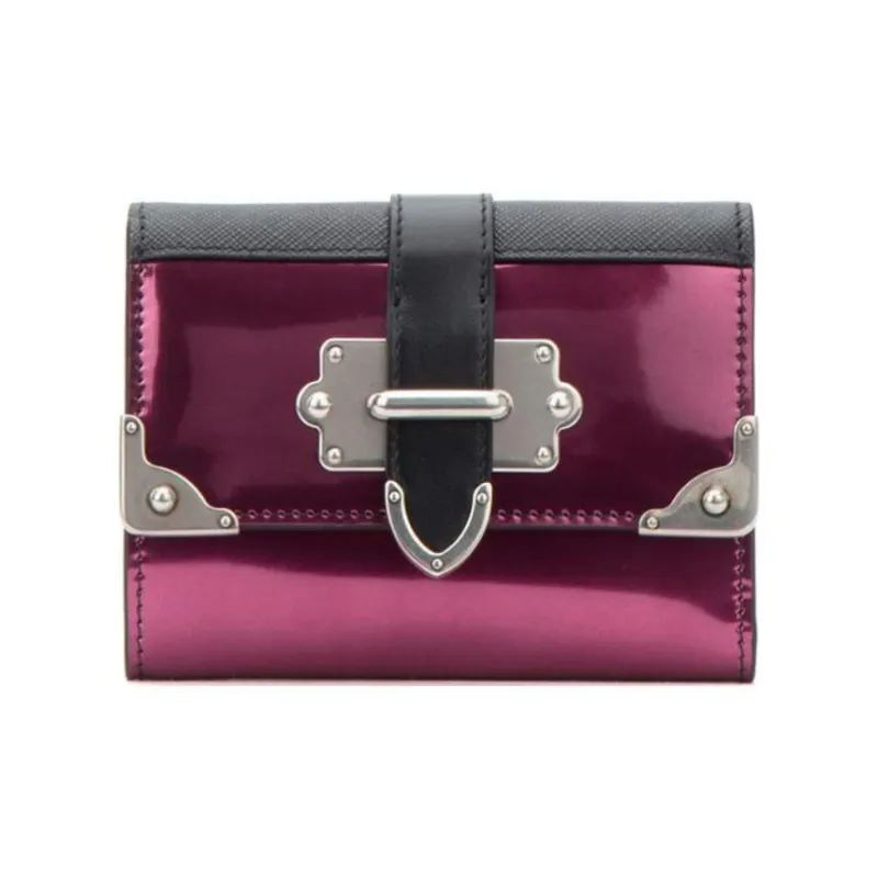 PRADA Cahier Cow Leather Small Square Bag Wallet Women's Red-0