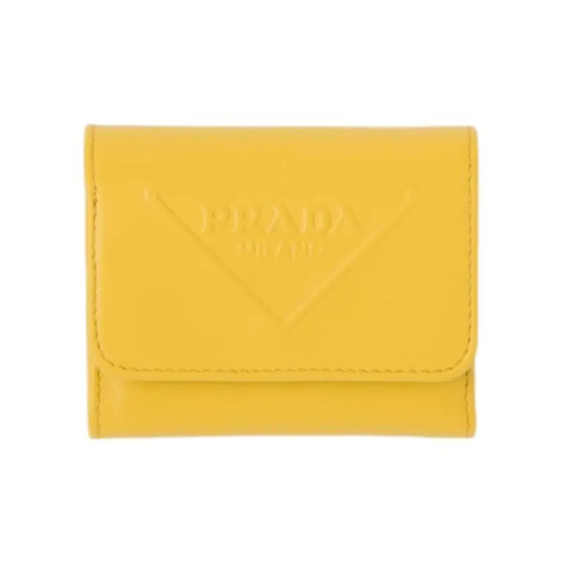 PRADA Leather Wallet Small Size Women's Yellow-0
