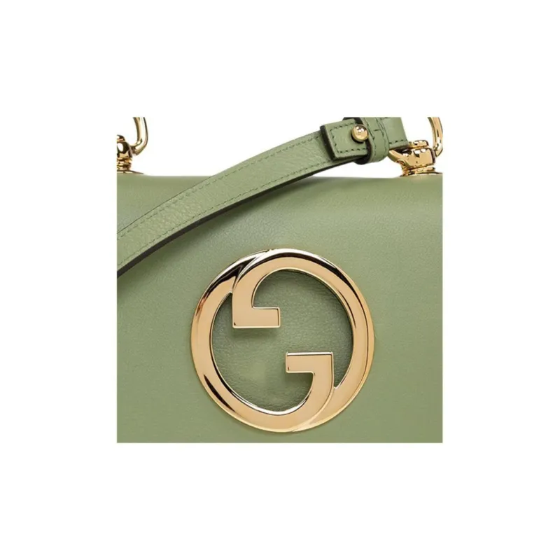 GUCCI Blondie Leather Shoulder Bag Crossbody Bag Mini Women's Green-3