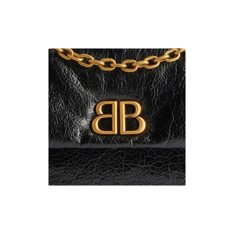 Balenciaga Fine Grained Cow Leather Handbag Shoulder Bag Mini Women's Black-5