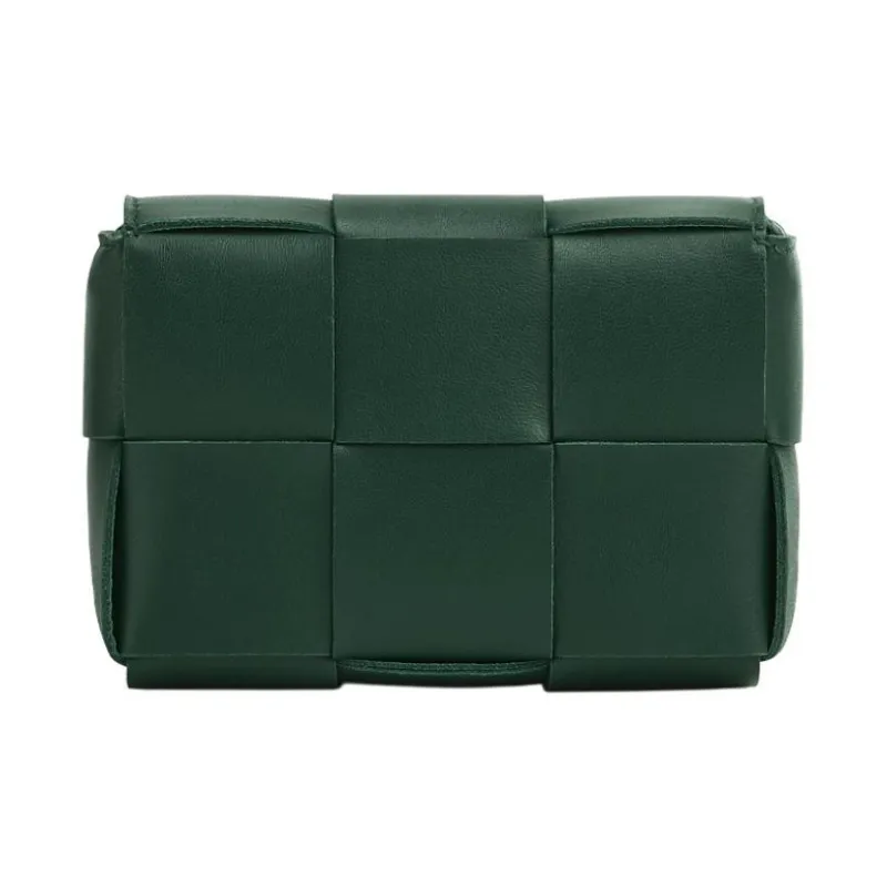 Bottega Veneta CASSETTE Sheepskin Tofu Bag Plaid, Crossbody Bag, Shoulder Bag Mini Women's Dark Green-3