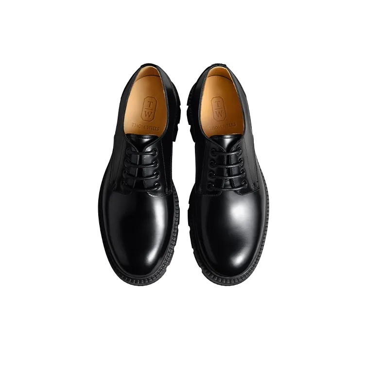 THOM WILLS Business Versatile Cleanfit Calfskin Derby Shoes Casual Shoes Men's Black-2