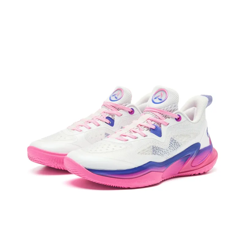QIAODAN Wind Blade 4 Cushioning Anti Slip And Wear Resistant Low Top Basketball Shoes Men's Pink Purple-2