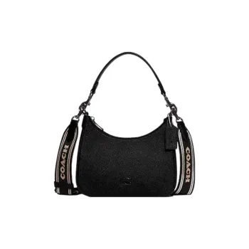 COACH Hobo Canvas With Leather Crescent Bag Crossbody Bag Shoulder Bag Women's Black