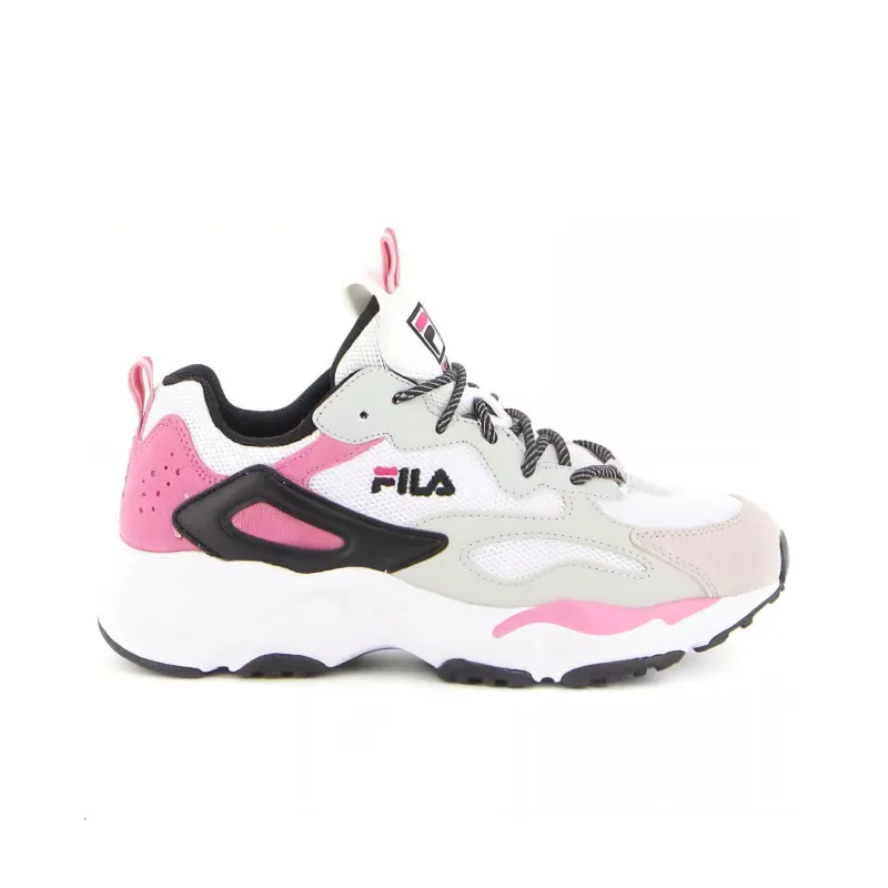 FILA Ray Tracer Cushioning, Wear Resistant Low Top Casual Shoes Women's White Pink-1