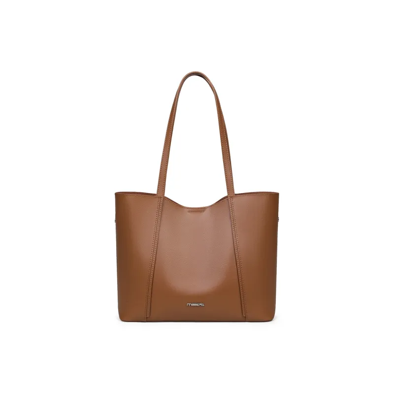MILLIE'S Cow Leather Commute Bag, Shoulder Bag, Handbag, Tote Bag, Shoulder Bag Tubas Women's Ecru/Brown-7