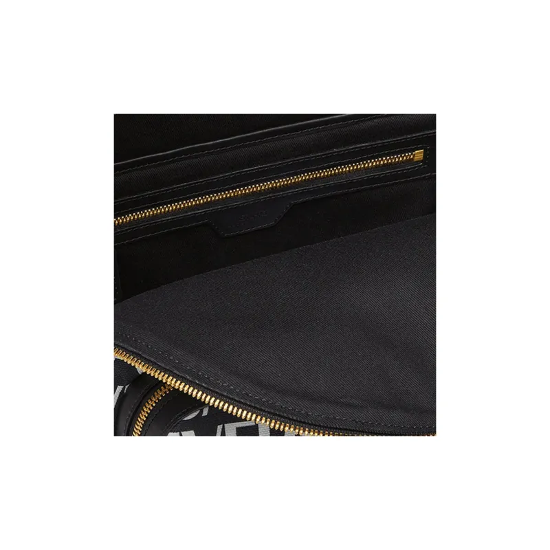 VERSACE Coated Canvas With Cotton Backpack Men's Black White-4